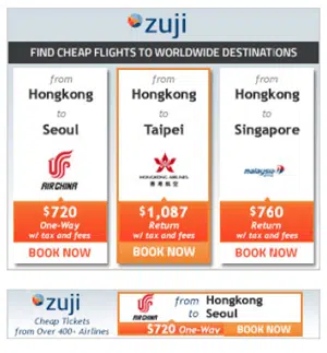 Zuji personalized flight offers