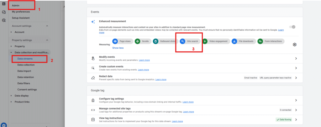 Site search tracking in GA4