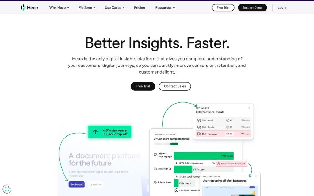 Heap Analytics Landing Page