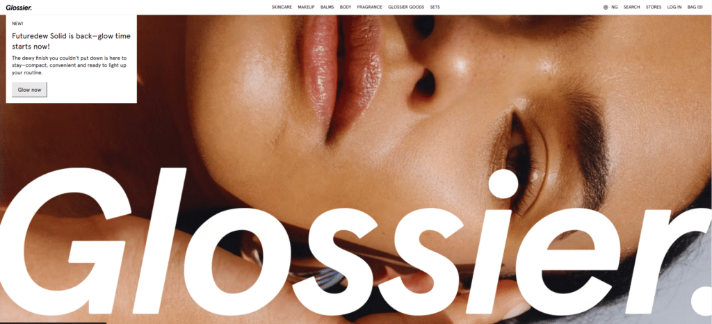 glossier website hero image