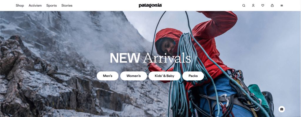 patagonia website hero image